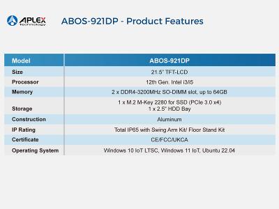 ABOS-921DP - Product Features
